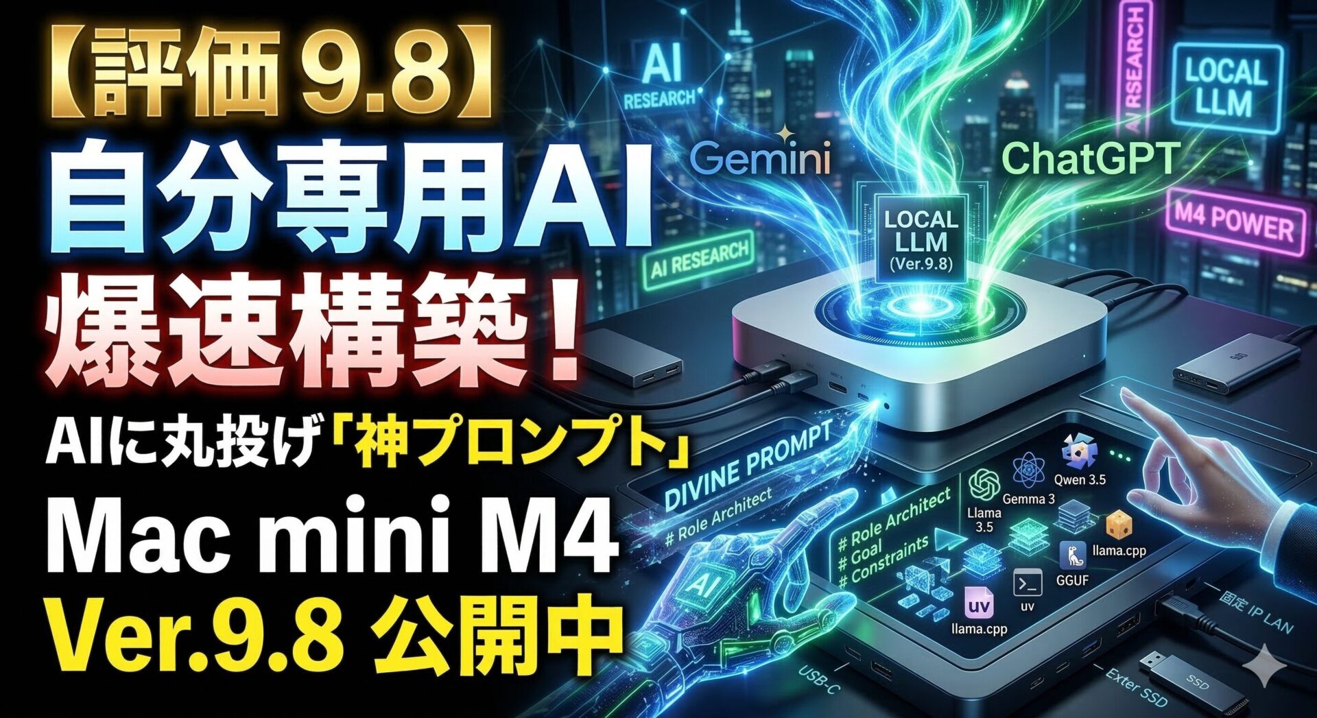 【評価9.8】Mac mini M4に「自分専用AI」を爆速で住まわせる神プロンプト