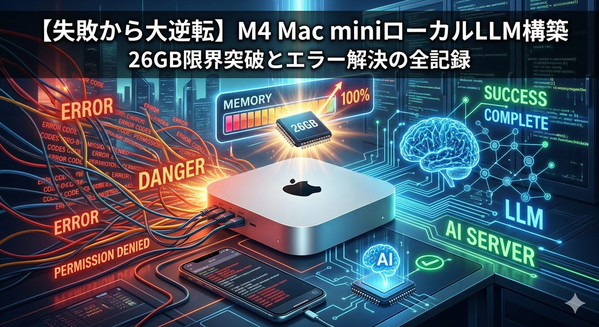 M4 Mac miniローカルLLM構築!失敗から大逆転し26GB限界突破した全記録